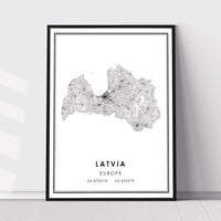 Latvia, Europe Modern Style Map Print