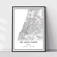 Tel Aviv, Israel Modern Style Map Print 