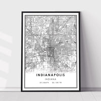Indianapolis, Indiana Modern Style Map Print 