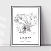 
              Cambodia, Asia Modern Style Map Print 
            