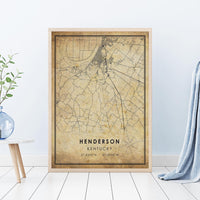 
              Henderson, Kentucky Vintage Style Map Print 
            