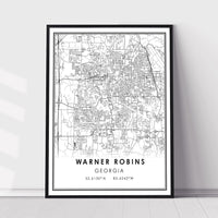 Warner Robins, Georgia Modern Map Print 