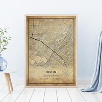 
              Tustin, California Vintage Style Map Print 
            