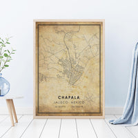 
              Chapala, Mexico Vintage Style Map Print 
            