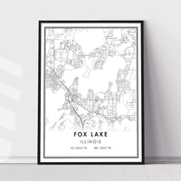 
              Fox Lake, Illinois Modern Map Print 
            