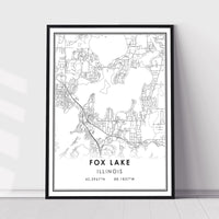 Fox Lake, Illinois Modern Map Print 
