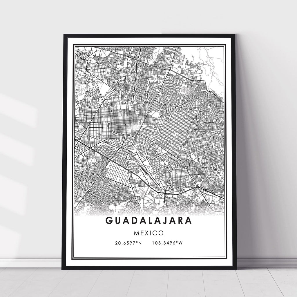 Guadalajara, Mexico Modern Style Map Print 