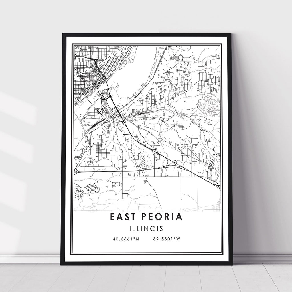 East Peoria, Illinois Modern Map Print 
