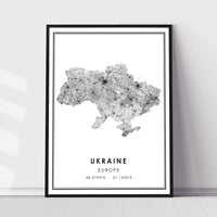 Ukraine, Europe Modern Style Map Print 