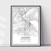 
              Lucerne, Switzerland Modern Style Map Print  
            