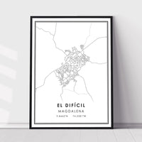 El Dificil, Magdalena Modern Style Map Print