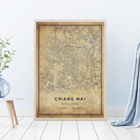
              Chiang Mai, Thailand Vintage Style Map Print 
            