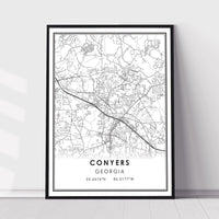 
              Conyers, Georgia Modern Map Print 
            