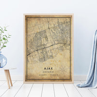 
              Ajax , Ontario Vintage Style Map Print 
            