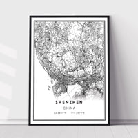 
              Shenzhen, China Modern Style Map Print 
            