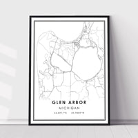 Glen Arbor, Michigan Modern Map Print 