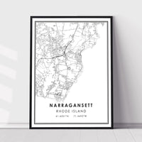 Narragansett, Rhode Island Modern Map Print 