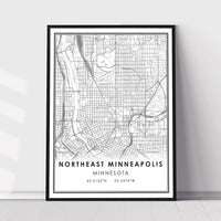 
              Northeast Minneapolis, Minnesota Modern Map Print 
            