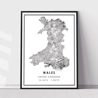Wales, United Kingdom Modern Style Map Print 