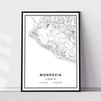 
              Monrovia, Liberia Modern Style Map Print 
            