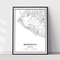 Monrovia, Liberia Modern Style Map Print 