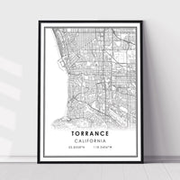 Torrance, California Modern Map Print 