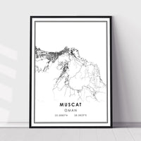 
              Muskat, Oman Modern Style Map Print 
            