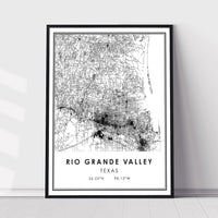 Rio Grande Valley, Texas Modern Style Map Print 