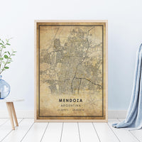 
              Mendoza, Argentina Vintage Style Map Print 
            