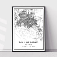 San Luis Potosi, Mexico Modern Style Map Print 