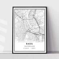 Basel, Switzerland Modern Style Map Print 