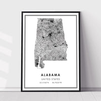 Alabama, United States Modern Style Map Print 