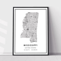 
              Mississippi, United States Modern Style Map Print 
            