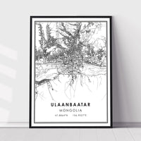 
              Ulaanbaatar, Mongolia Modern Style Map Print 
            