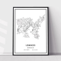 Lemnos, Greece Modern Style Map Print 
