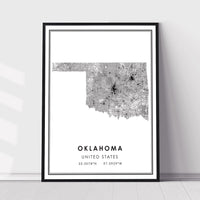 
              Oklahoma, United States Modern Style Map Print
            