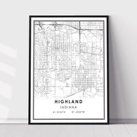 Highland, Indiana Modern Map Print 