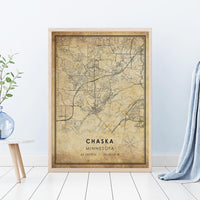 
              Chaska, Minnesota Vintage Style Map Print 
            