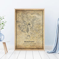 
              Beaufort, South Carolina Vintage Style Map Print 
            
