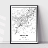 Oviedo, Spain Modern Style Map Print 