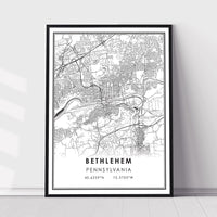 Bethlehem, Pennsylvania Modern Map Print 