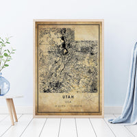 Utah, USA Vintage Style Map Print 