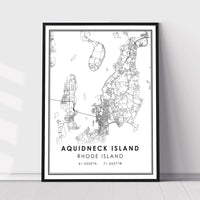Aquidneck Island, Rhode Island Modern Map Print 