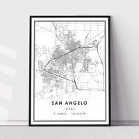 
              San Angelo, Texas Modern City Map Print
            