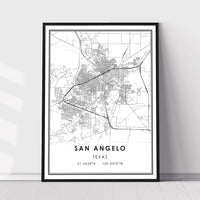 San Angelo, Texas Modern City Map Print