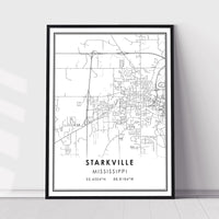 Starkville, Mississippi Modern Map Print 