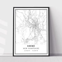 Keene, New Hampshire Modern Map Print 