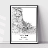 
              Gdansk, Poland Modern Style Map Print 
            