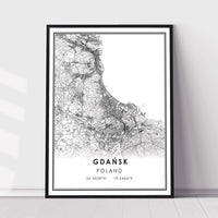 Gdansk, Poland Modern Style Map Print 