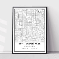 Huntington Park, California Modern Map Print